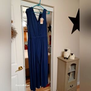Elegant Blue Wide Leg Jumpsuit